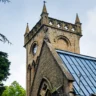 Panoramic view of Kasauli hill station in Himachal Pradesh surrounded by pine forests